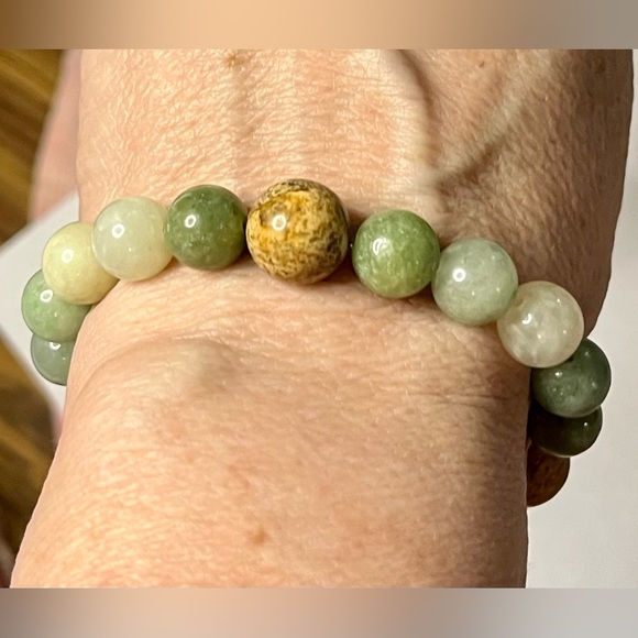 Gemstone elastic bead bracelet, quartz, emerald jewelry - Picture 1 of 7